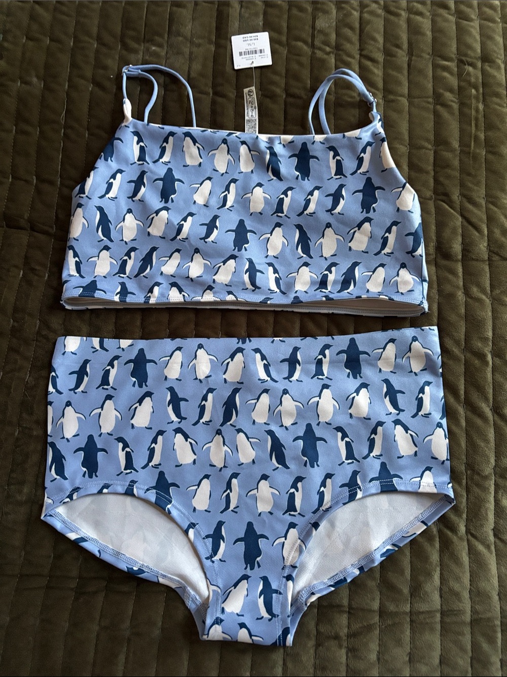 Light Blue Penguin Print Pajama Set - Youth Two-Piece